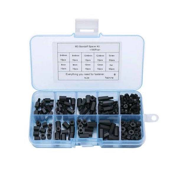 180Pcs M3 Female Male Hex Nylon Standoff Spacer Column For PCB Motherboard Fixed Plastic Spacing Screws Set