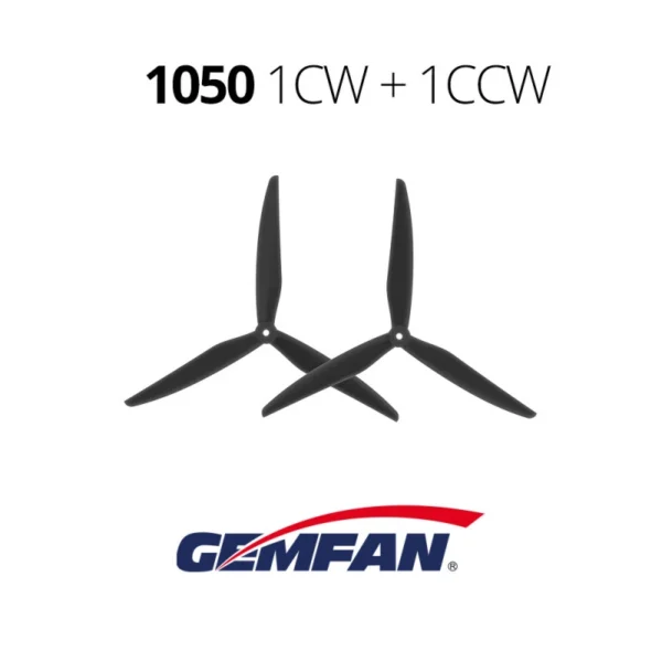 GemFan 1050 3-Blade Glass Fiber Nylon Propeller Set (2pcs CW+CCW, Black)